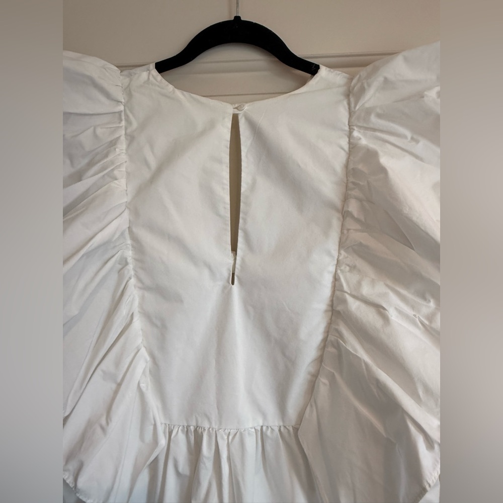 Anthropologie Blue Tassel Ruffled White Waistless Mini
Dress Size L - Picture 10 of 10